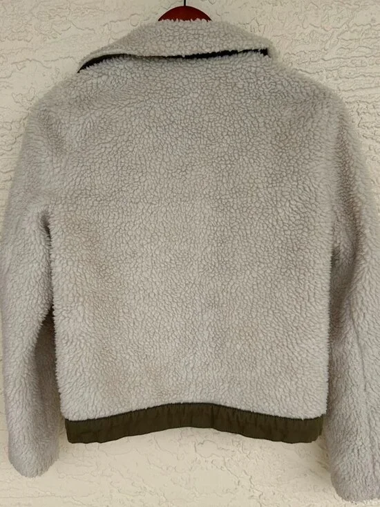 Madewell Sherpa Fleece Snap Jacket Womens Small Ivory Faux Shearling Coat - Picture 6 of 12